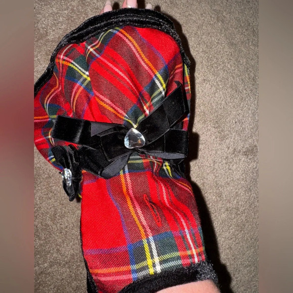 Red Tartan Plaid Christmas Dress with bows and Gems for Dogs Size Small - Picture 4 of 8